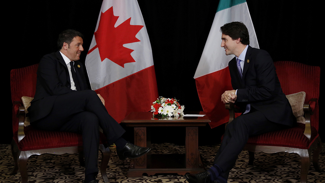 Le premier ministre Trudeau rencontre le premier ministre Matteo Renzi