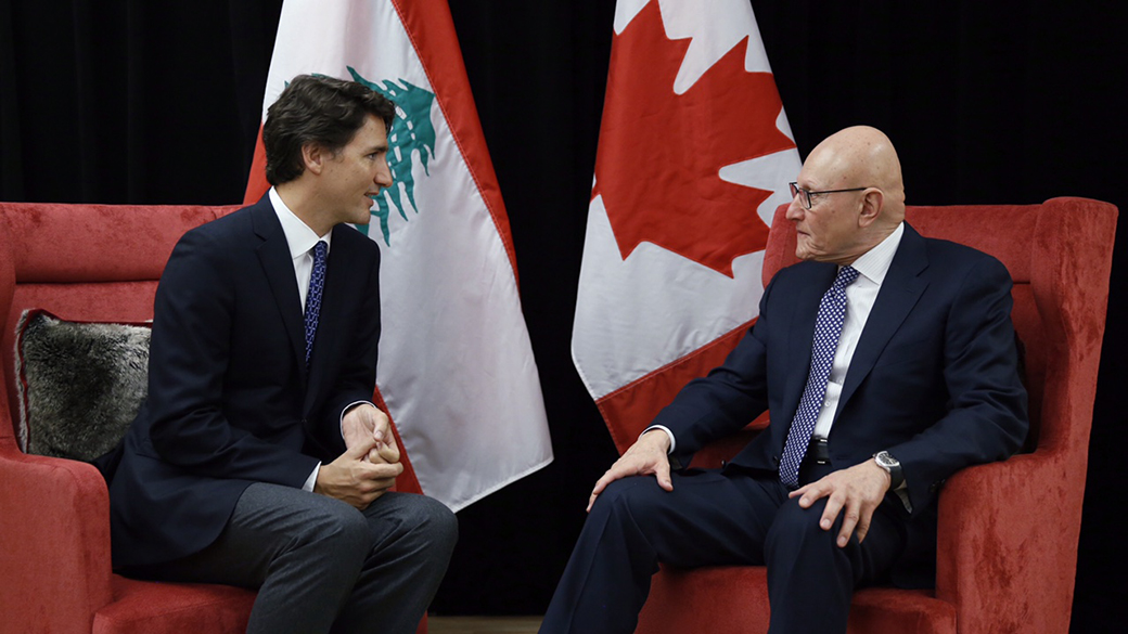 Le premier ministre Justin Trudeau rencontre Tammam Salam, premier ministre du Liban