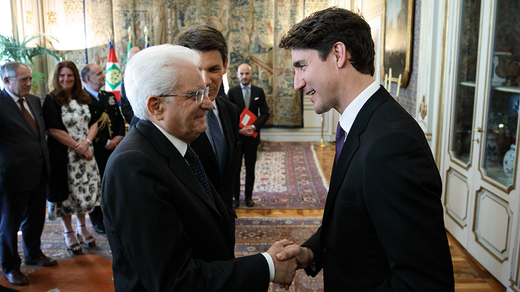 Prime minister Trudeau meets with President Sergio Mattarella of Italy