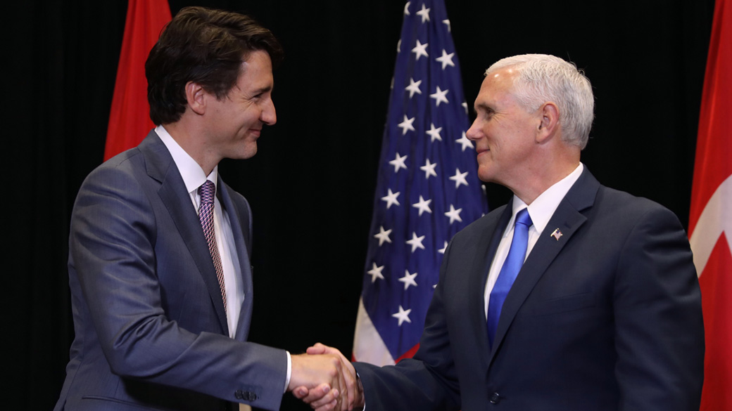 Le premier ministre Justin Trudeau rencontre le vice-président des États-Unis Mike Pence
