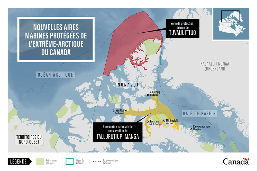 Carte de deux aires marines protégées de l’Extrême-Arctique du Canada