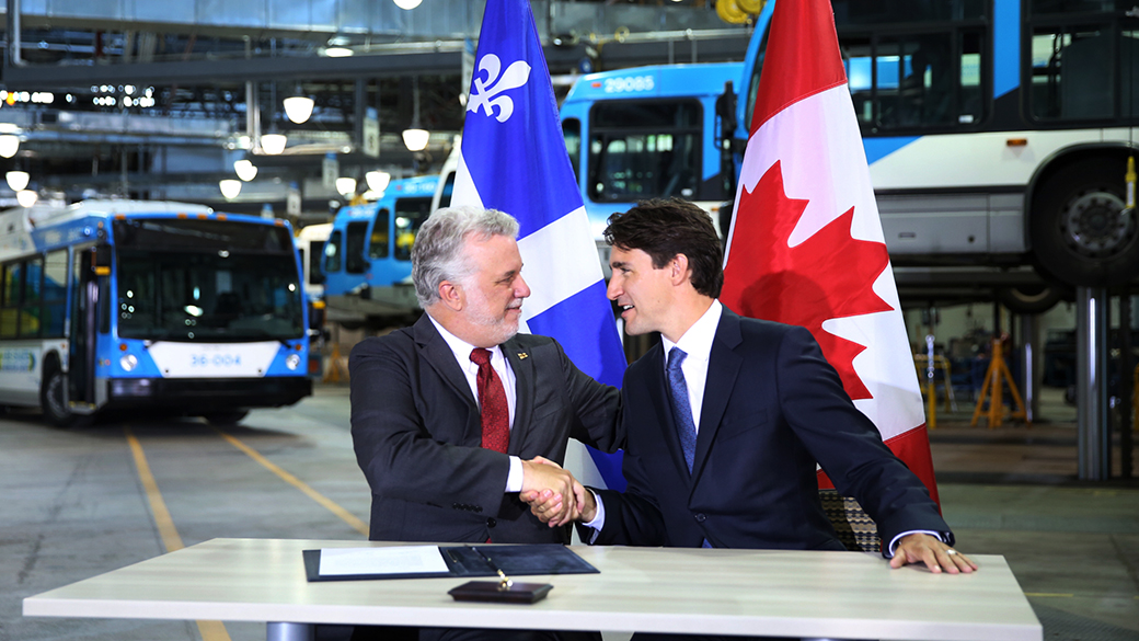 Le premier ministre du Canada et le premier ministre du Québec annoncent une nouvelle entente en matière d'infrastructures