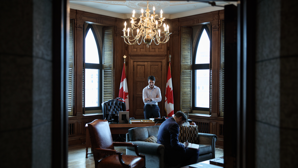 Prime Minister Justin Trudeau speaks with Chancellor Angela Merkel of Germany