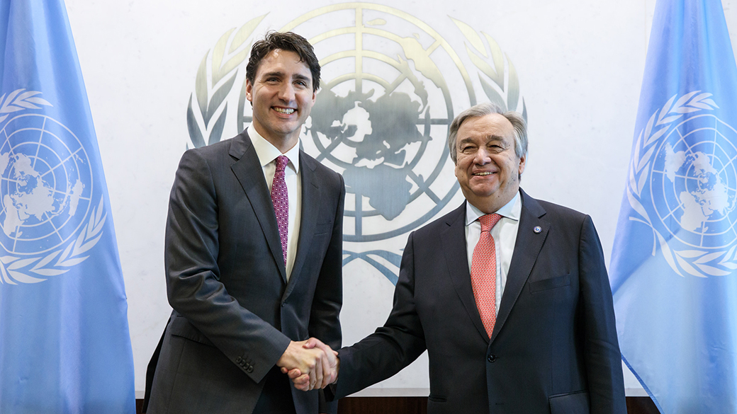 Le premier ministre Justin Trudeau rencontre le secrétaire général des Nations Unies António Guterres