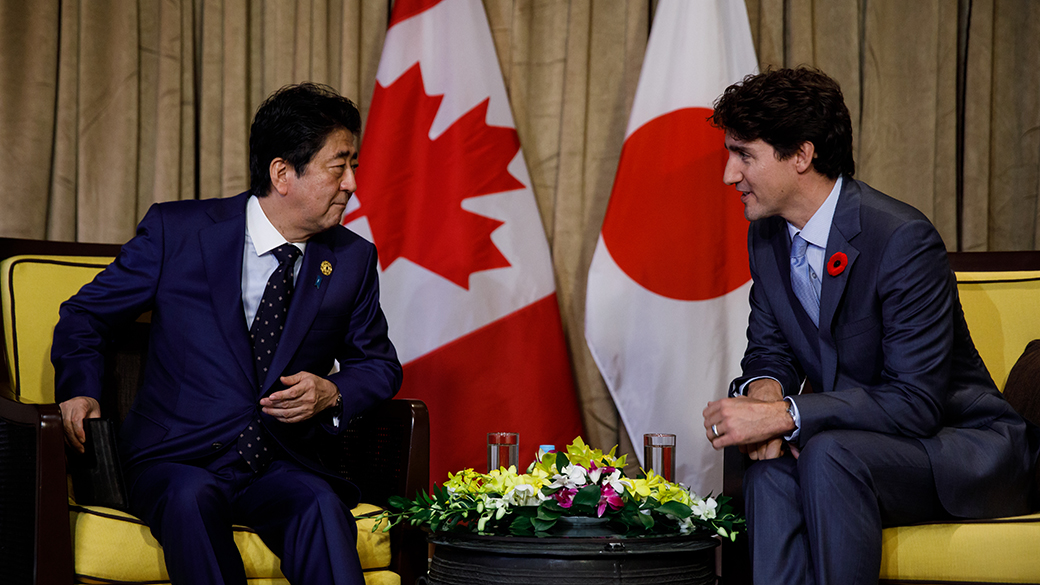 Prime Minister Justin Trudeau meets with Prime Minister Shinzo Abe of Japan