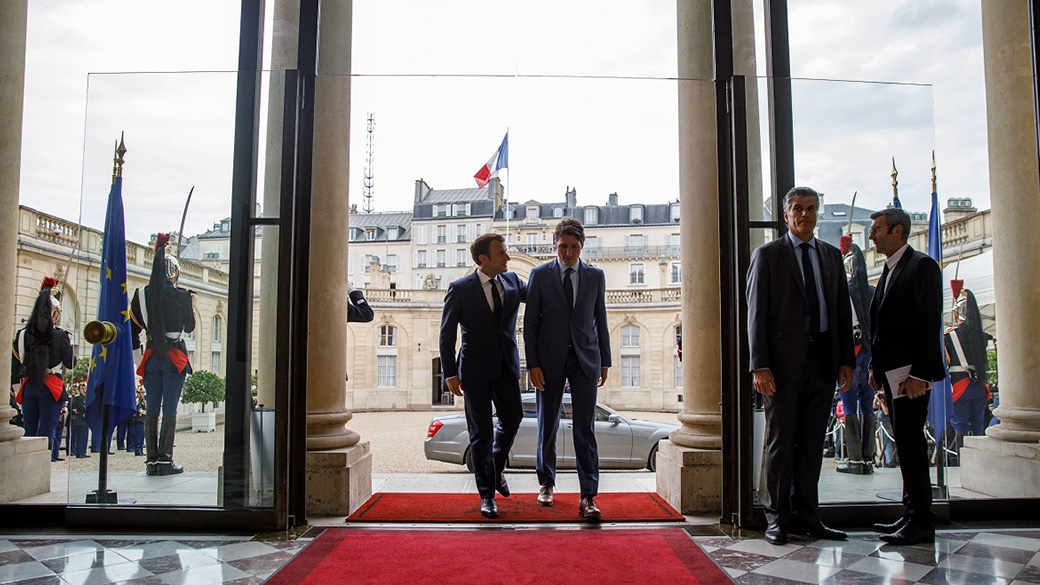 Le PM Trudeau rencontre le président, Emmanuel Macron