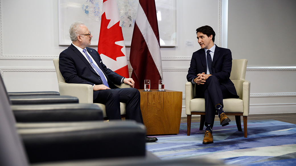 Prime Minister Justin Trudeau meets with the President of Latvia Egils Levits
