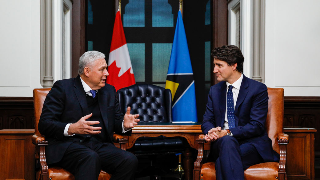 PM Justin Trudeau meets with PM Allen Chastanet