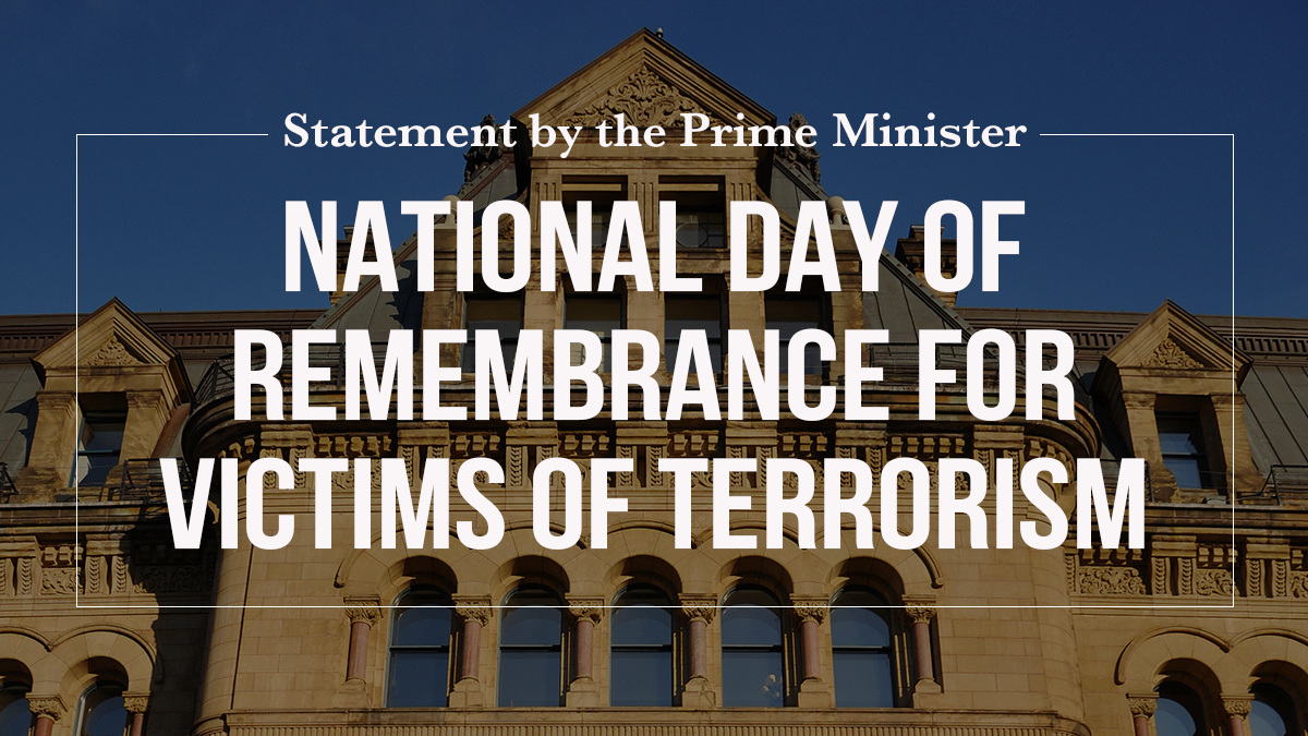 Statement by the Prime Minister on the National Day of Remembrance for  Victims of Terrorism | Prime Minister of Canada