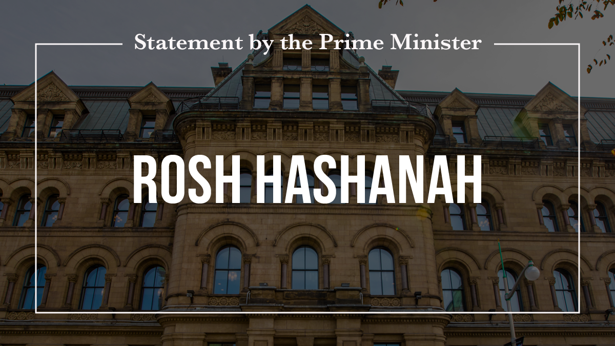 Statement by the Prime Minister on Rosh Hashanah - Prime Minister of Canada