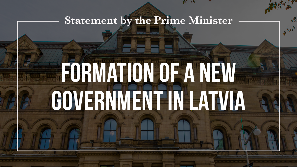 Ministru prezidenta paziņojums par jaunas valdības veidošanu Latvijā