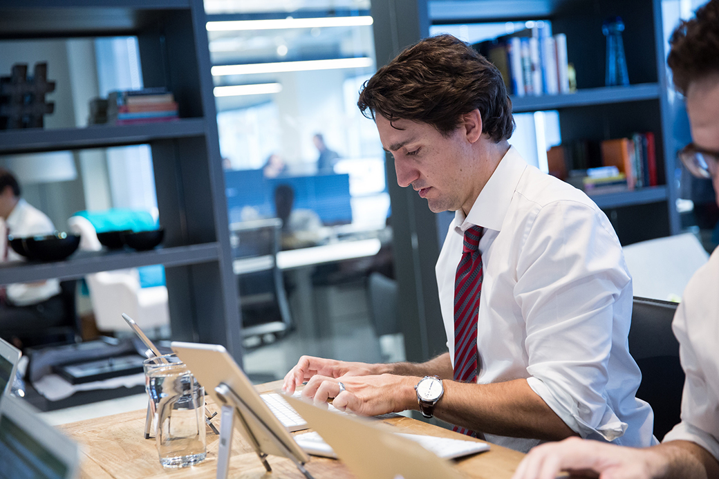 Prime Minister Justin Trudeau participates in the #First100 Twitter Q&A