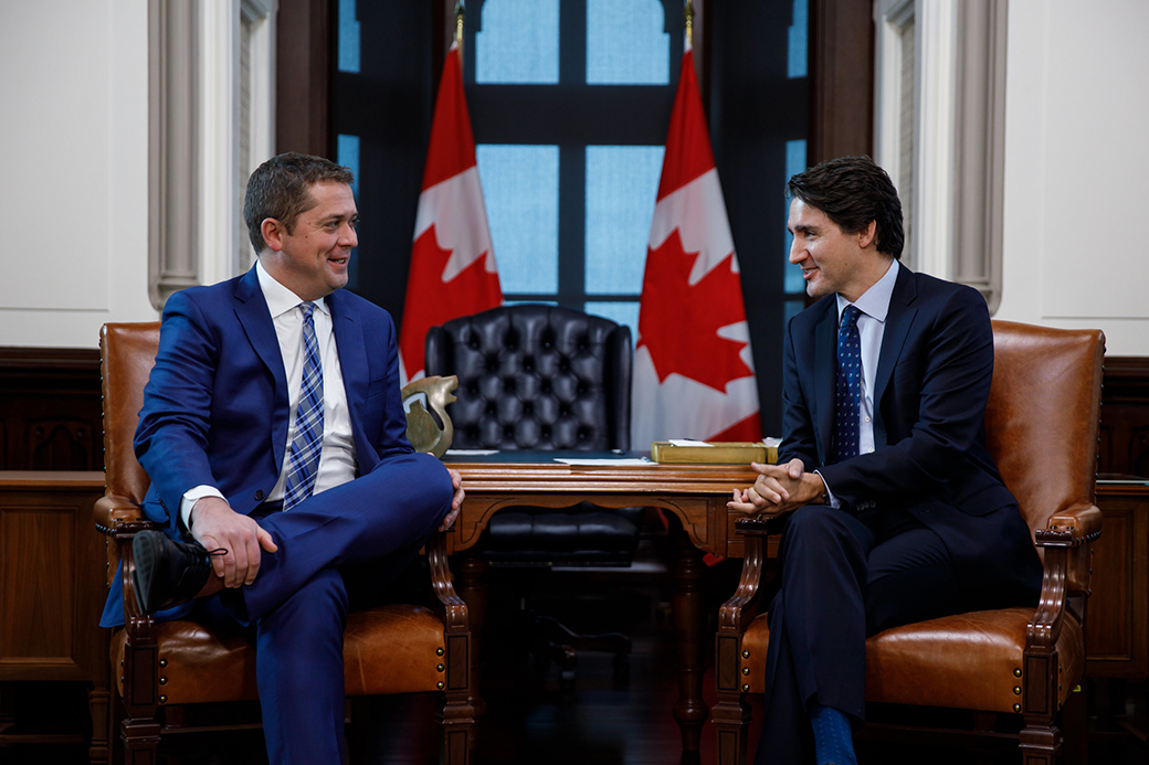 Le Premier Ministre Justin Trudeau Rencontre Le Chef De L Opposition Officielle Andrew Scheer Premier Ministre Du Canada