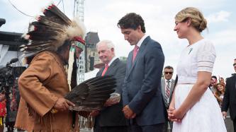 Photo number 8 from the photo gallery Prime Minister Justin Trudeau and Mrs. Grégoire Trudeau attend the Canada Day Noon Show on Parliament Hill