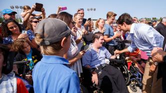 Photo number 1 from the photo gallery Prime Minister Justin Trudeau is greeted by residents in Goderich, Ontario