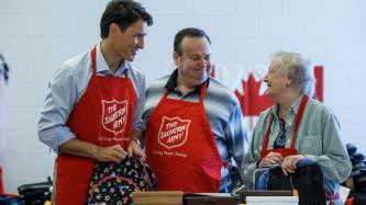 Photo number 2 from the photo gallery Prime Minister Justin Trudeau packs backpacks for the new school year at the Salvation Army in Goderich, Ontario