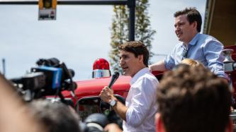 PM Trudeau speaks to the crowd