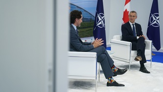 PM Trudeau meets with Secretary General Stoltenberg during the NATO summit
