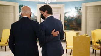 U.S. President Biden and Prime Minister Trudeau walk together