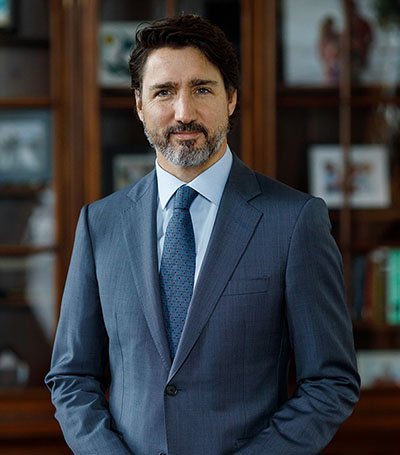 Officieel portret van premier Justin Trudeau.